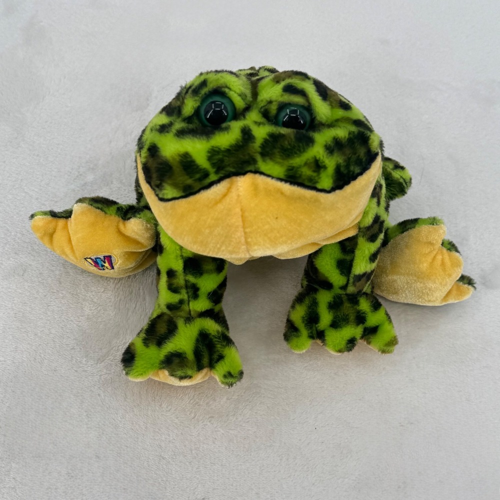 Vintage 2005 Ganz Webkinz Bullfrog Plush Green Spotted Stuffed Animal Frog HM114